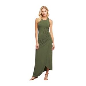 Tart Collections Women Faux Wrap Asymmetrical Maxi Dress Green Size Small